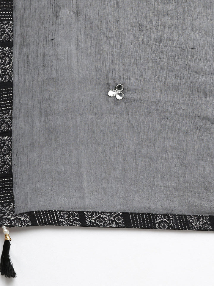 Neerus Black printed Nyra cut kurta set - detail view 4