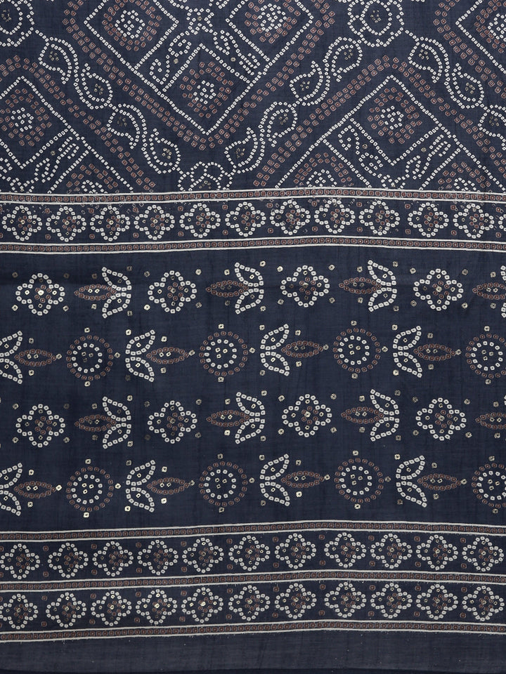Neerus Blue printed Nyra cut kurta set - detail view 4