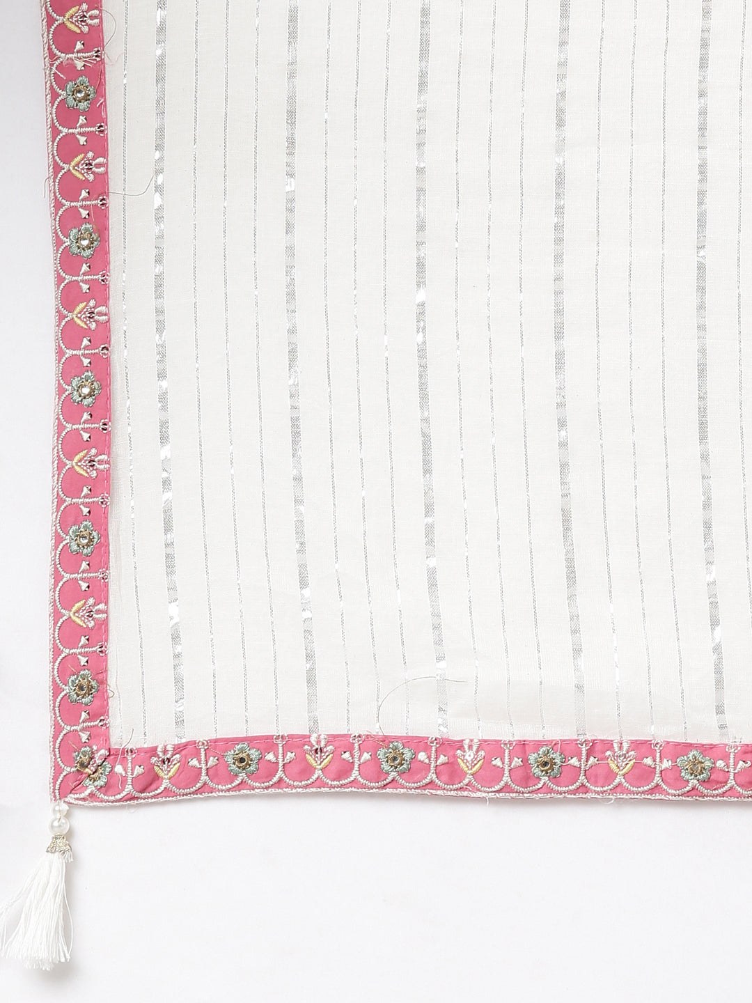 Neerus White Chikankari Floral Suit Set - detail view 3