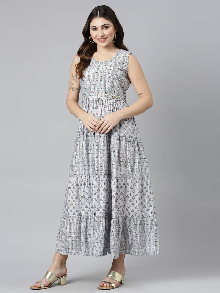 Neerus Purple printed straight dress - detail view 2