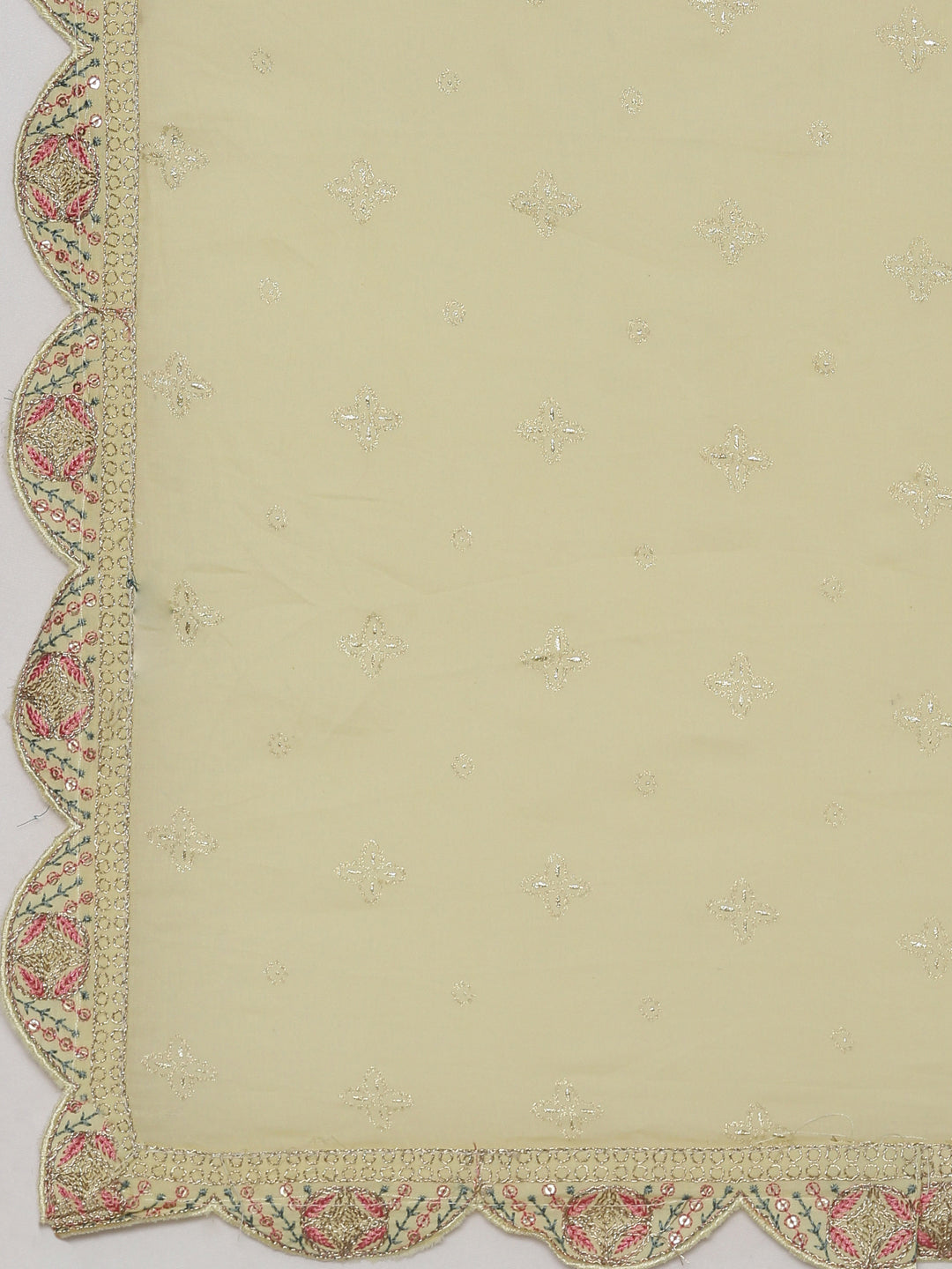 Neerus Yellow georgette printed kurta set with trousers and dupatta - detail view 4