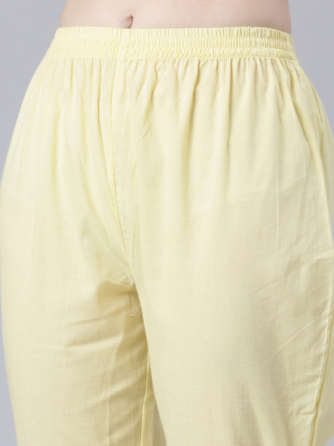 Neerus Yellow georgette printed kurta set with trousers and dupatta - detail view 3