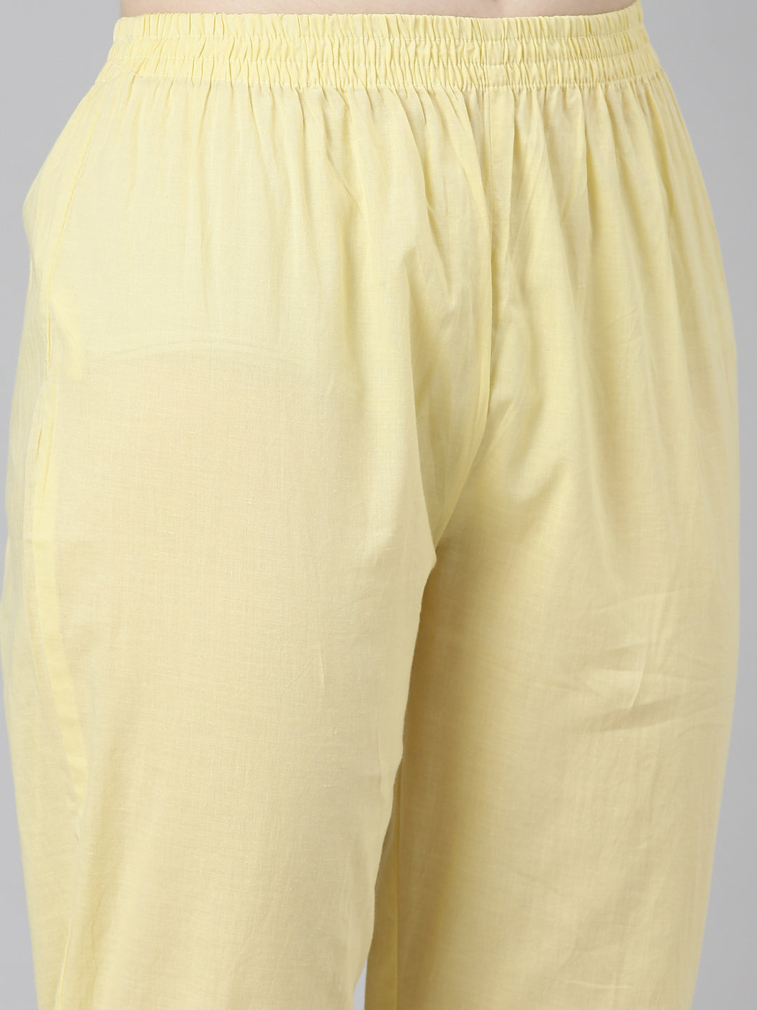 Neerus Yellow printed straight kurta set with dupatta - detail view 3
