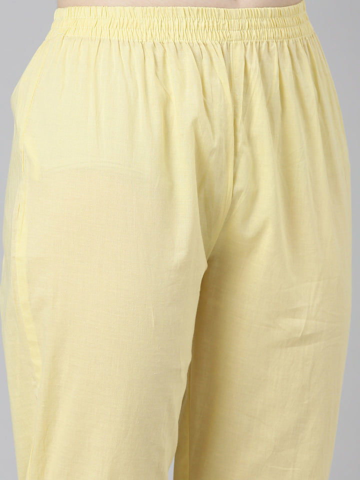 Neerus Yellow printed straight kurta set with dupatta - detail view 3