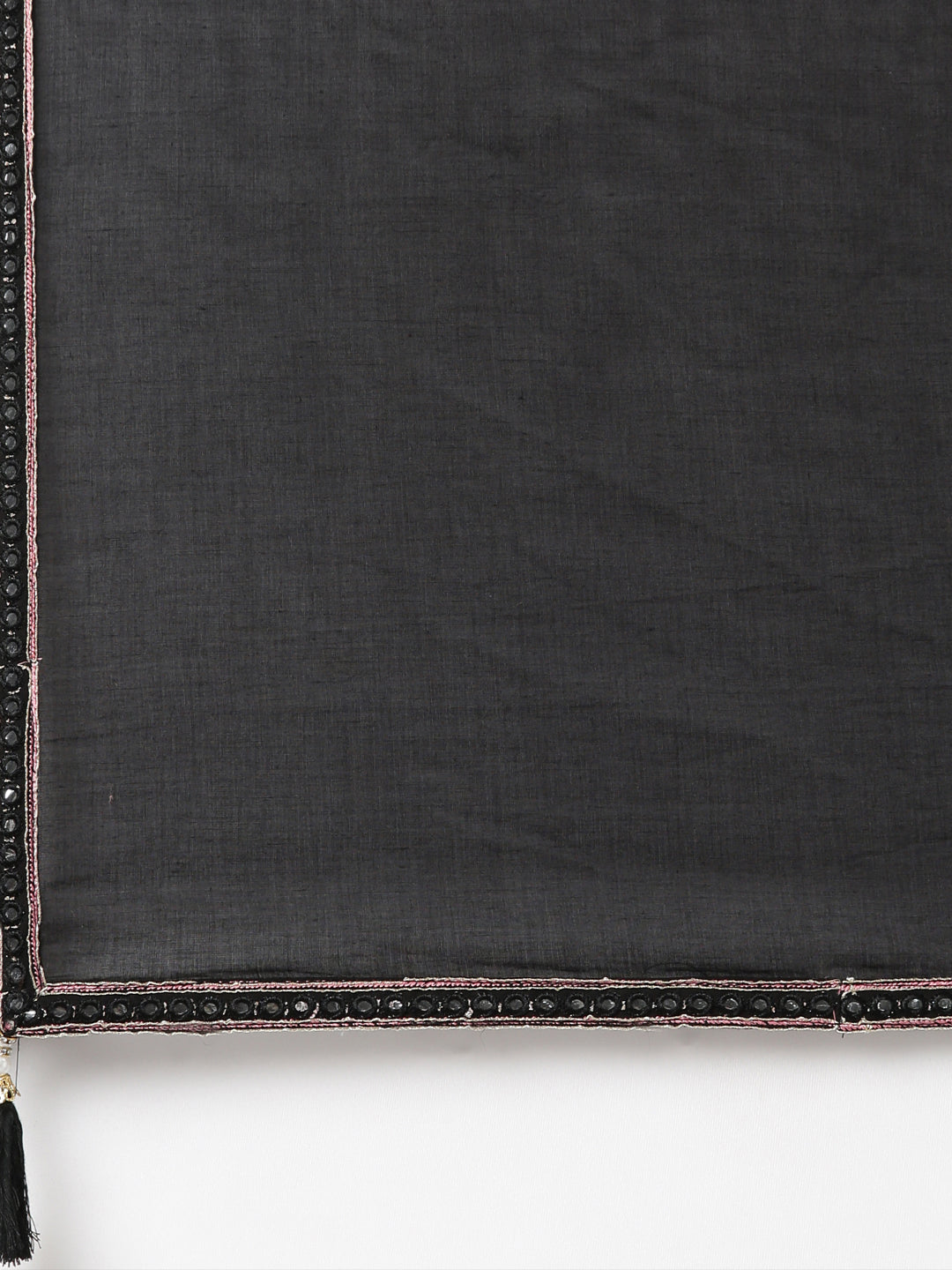 Neerus Black cotton printed kurta set with trouser and dupatta - detail view 4