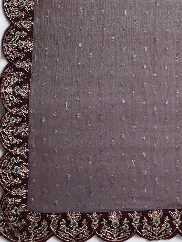 Neerus Purple printed ethnic flared suit set - detail view 4