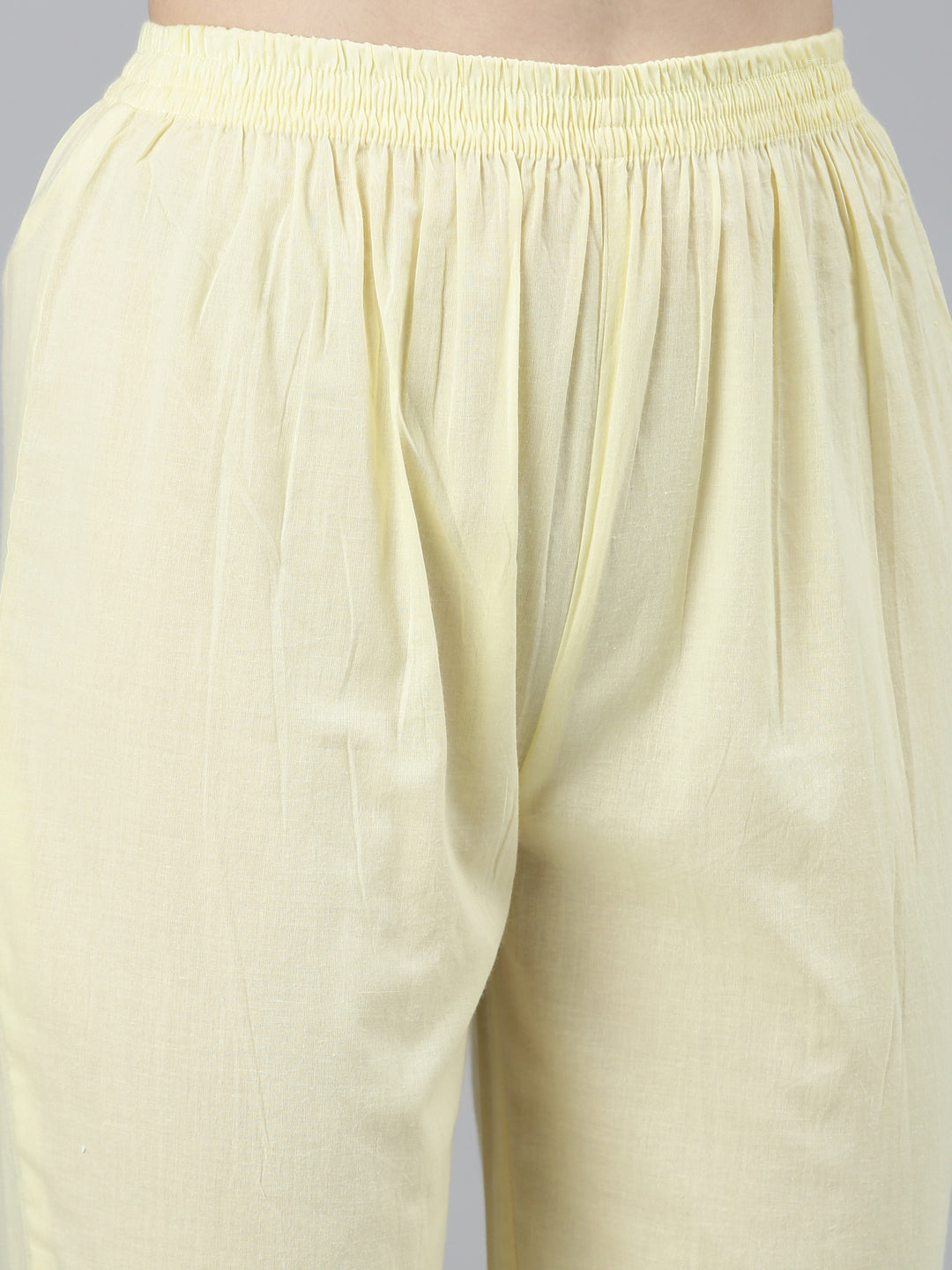 Neerus Yellow printed ethnic kurta set with trouser and dupatta - detail view 3
