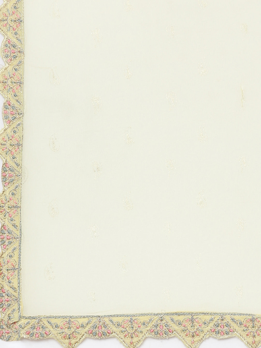 Neerus Yellow printed ethnic kurta set with trouser and dupatta - detail view 4