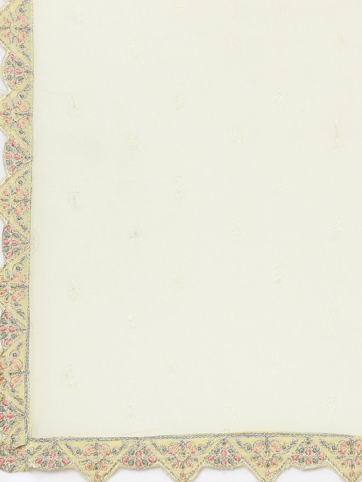 Neerus Yellow printed ethnic kurta set with trouser and dupatta - detail view 4