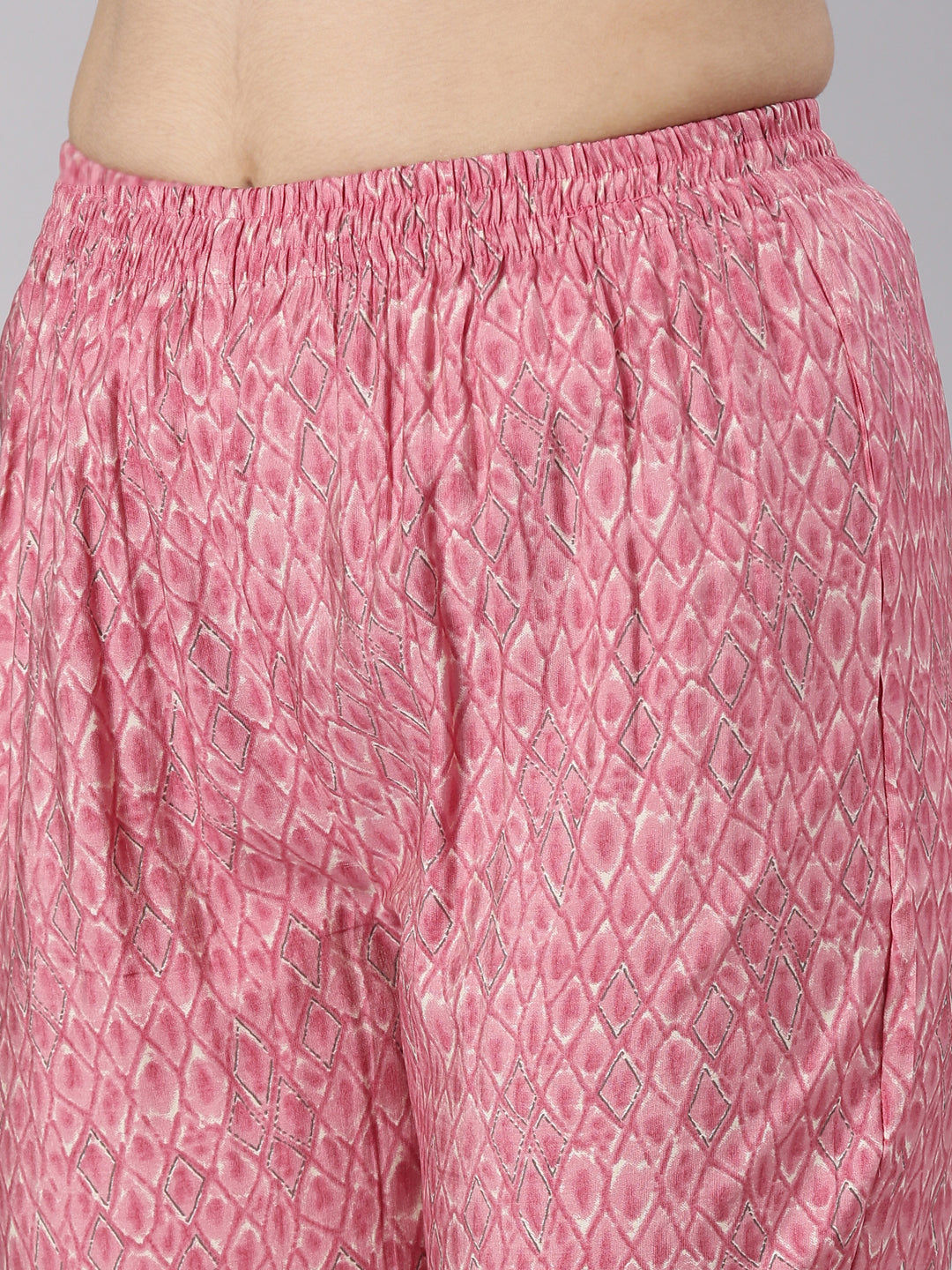 Neerus Pink straight kurta set with trouser and dupatta - detail view 3