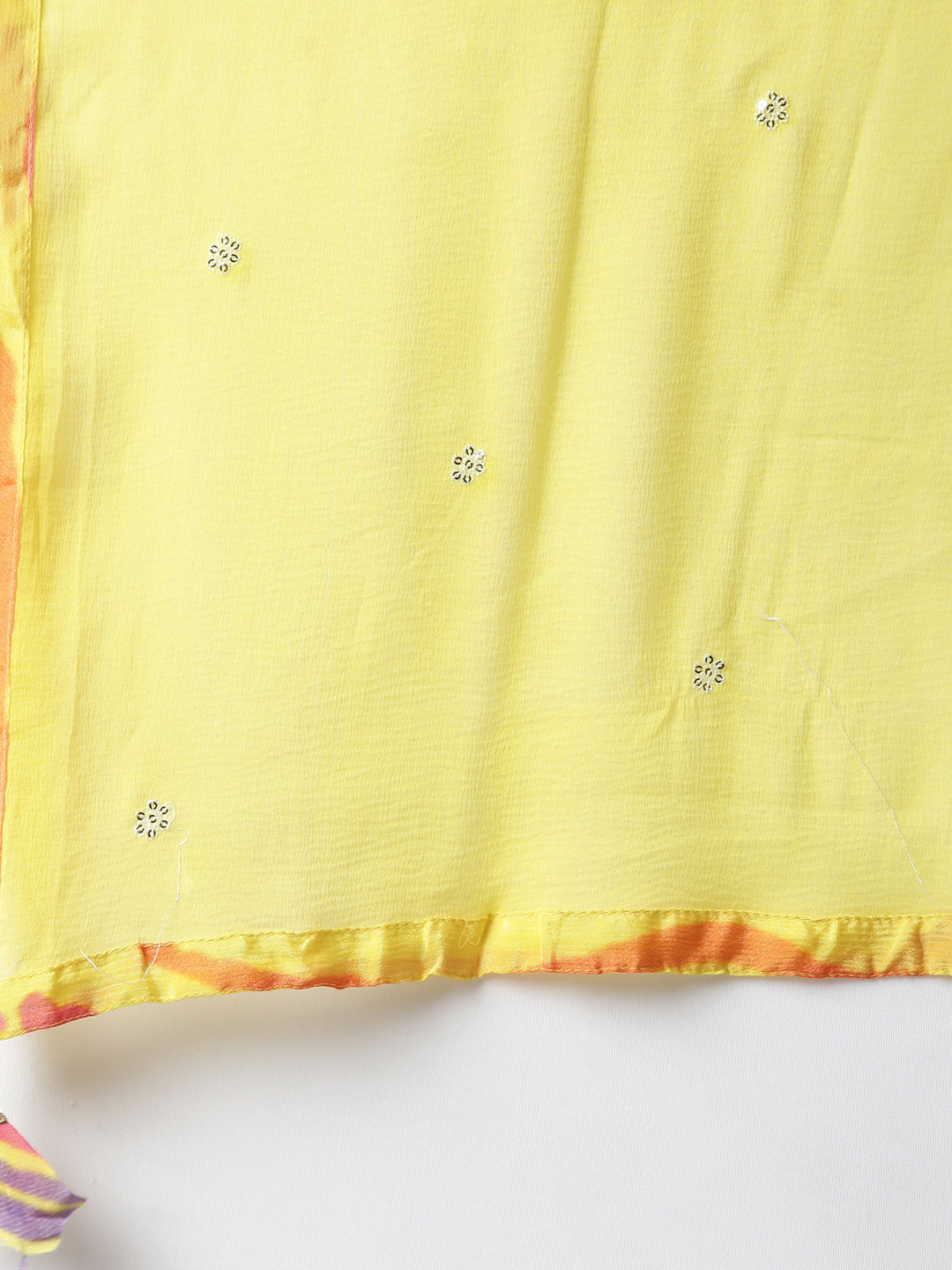 Neerus Yellow printed straight kurta set with trouser and dupatta - detail view 4