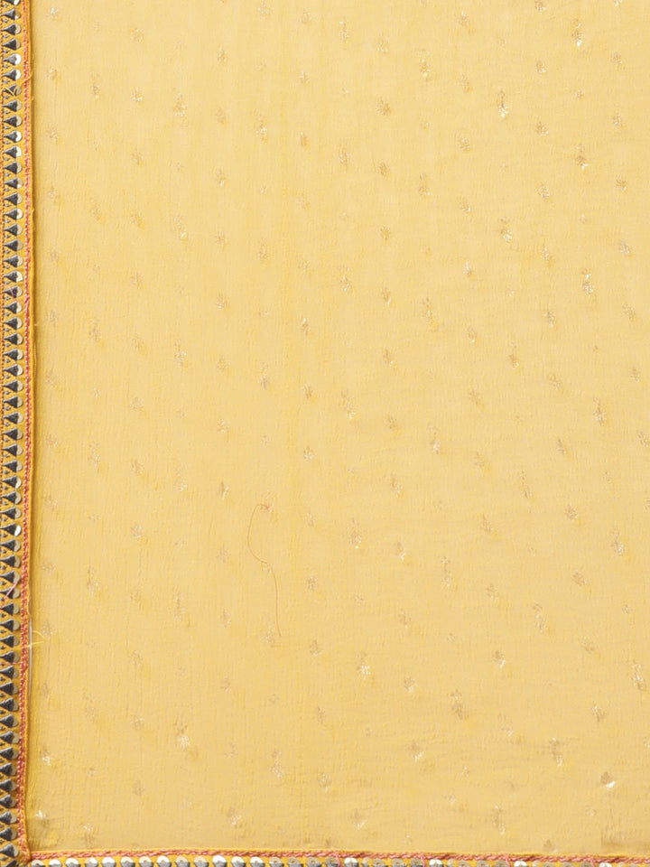 Neerus Yellow viscose rayon printed suit set - detail view 4