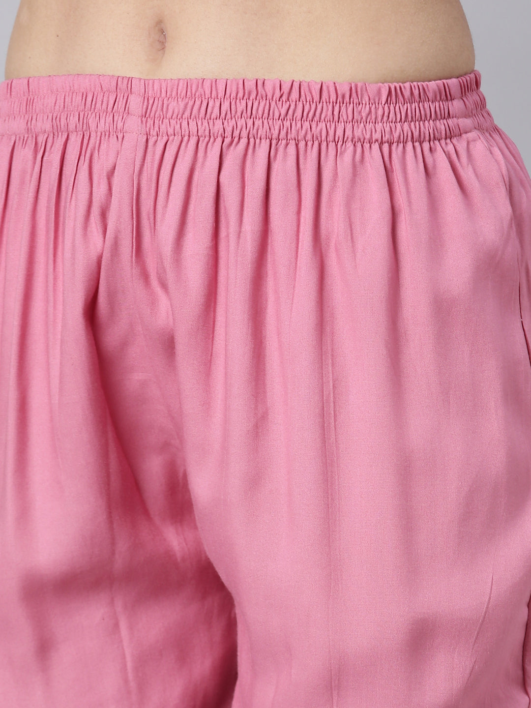 Neerus Pink Bandhani printed straight suit set - detail view 3