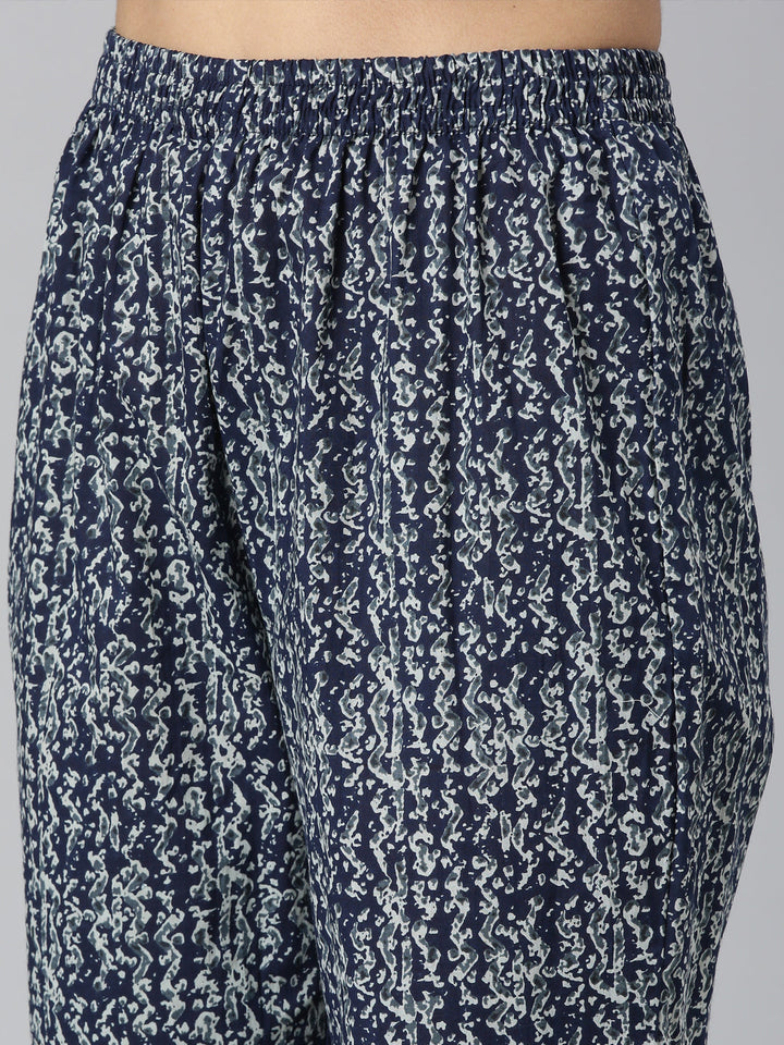 Neerus Blue cotton printed straight suit set - detail view 3