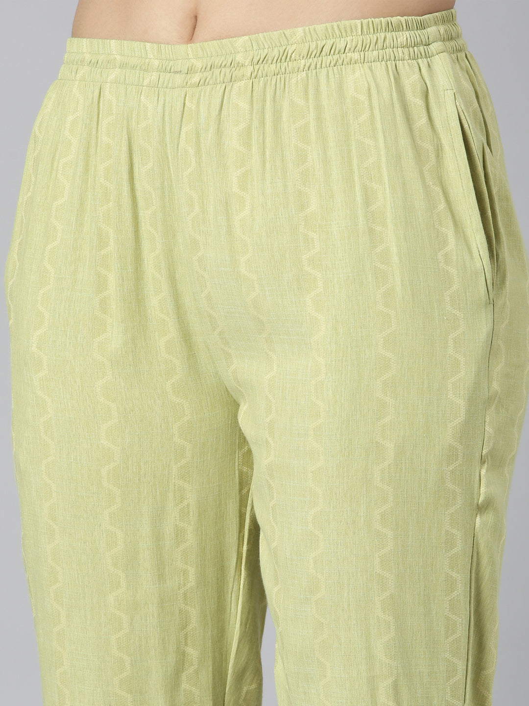 Neerus Green cotton thread embroidered kurta set - detail view 3