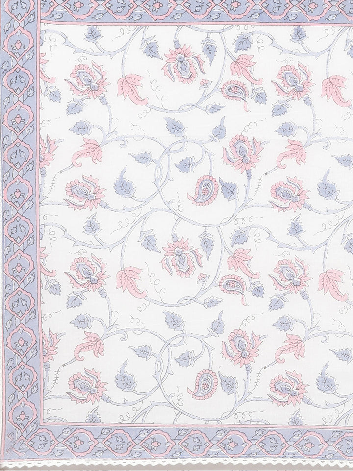 Neerus White printed straight kurta set with dupatta - detail view 4