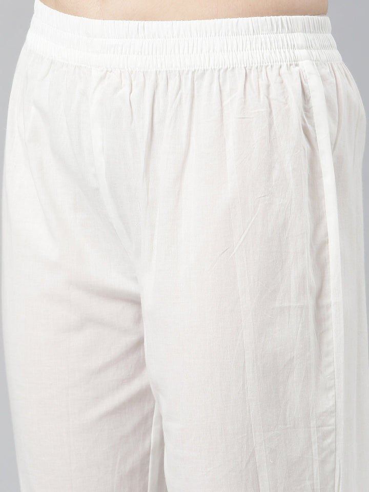Neerus White printed straight kurta set with dupatta - detail view 3