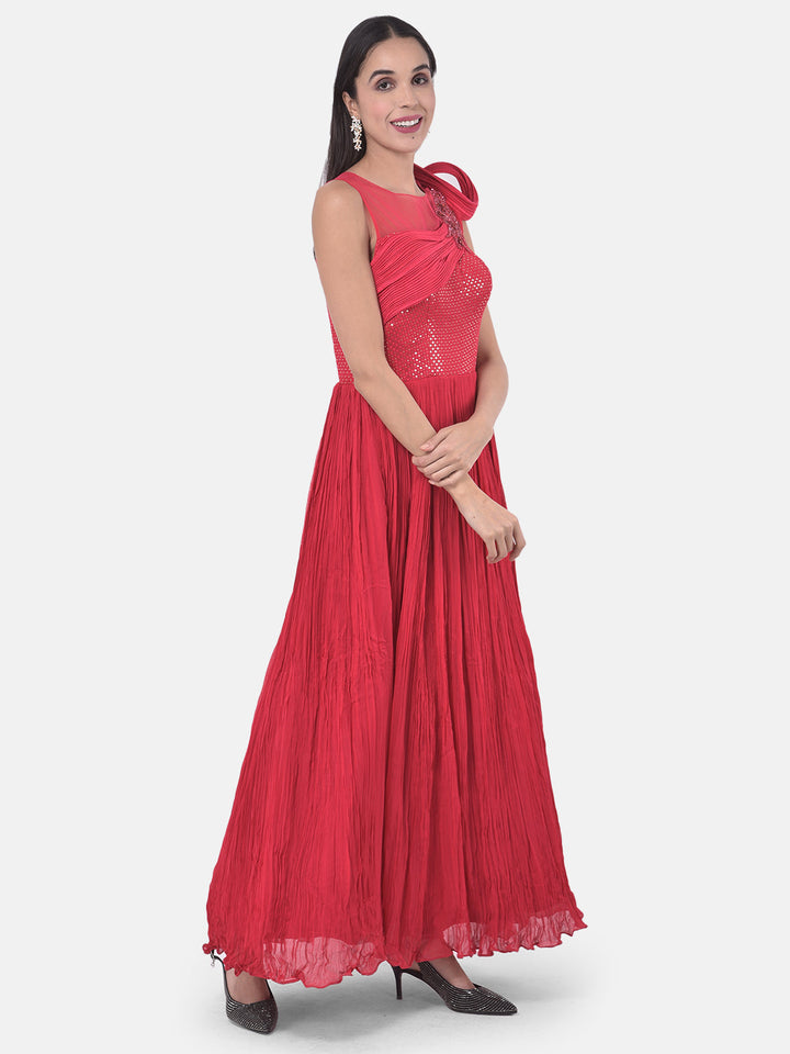 Neerus Pink georgette gown - front view
