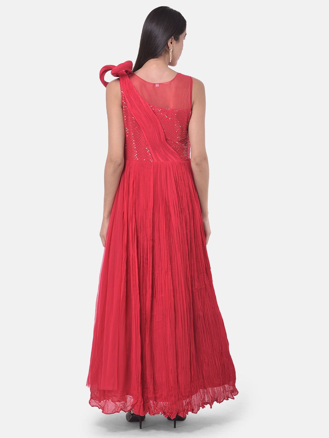Neerus Pink georgette gown - back view