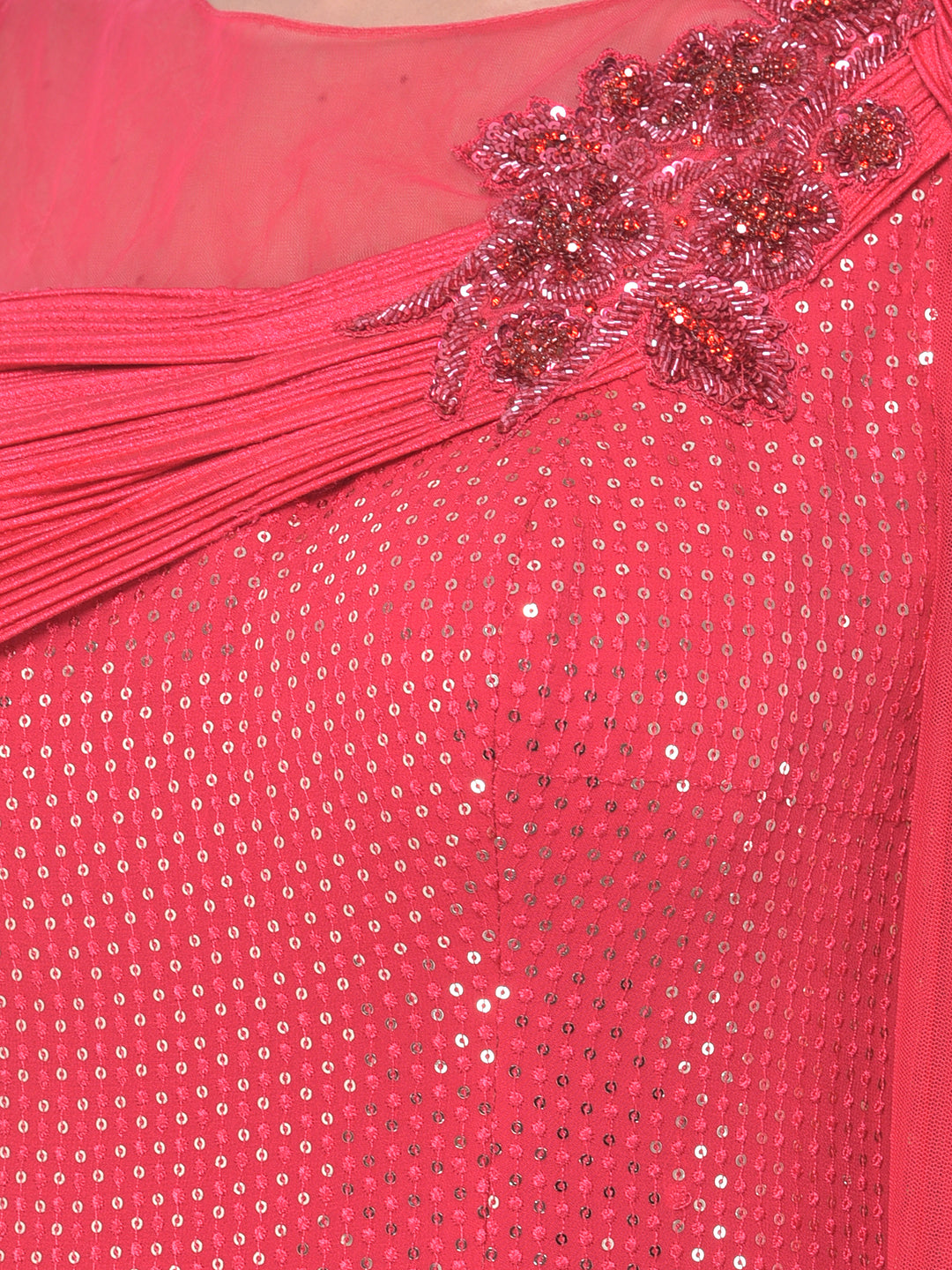 Neerus Pink georgette gown - detail view 1