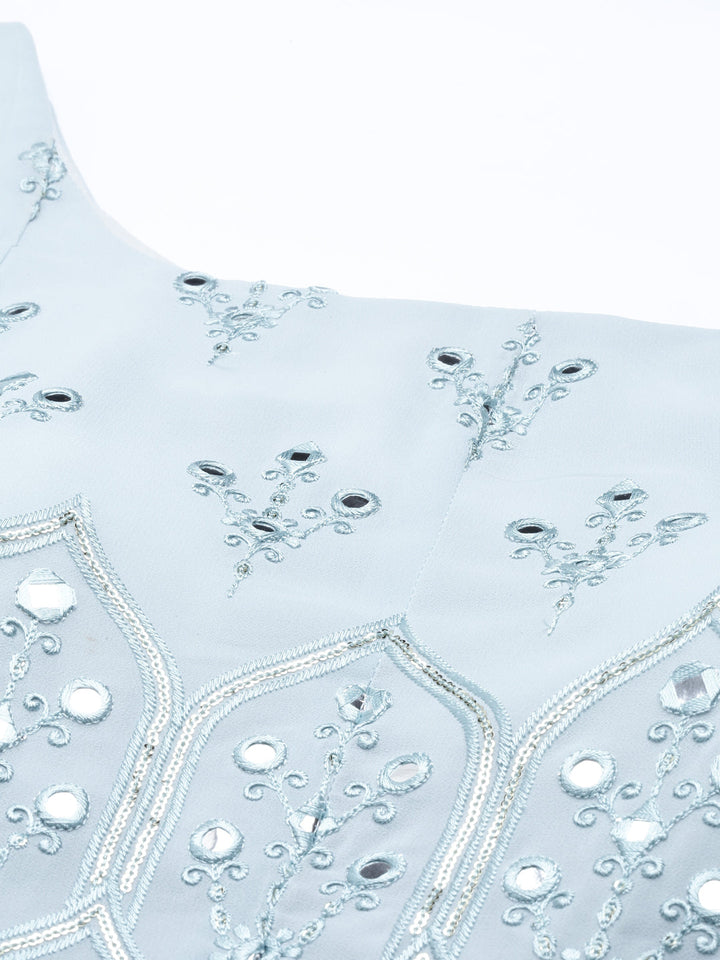 Neerus Blue net embroidered gown - detail view 11