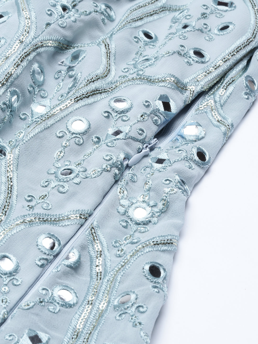 Neerus Blue net embroidered gown - detail view 12