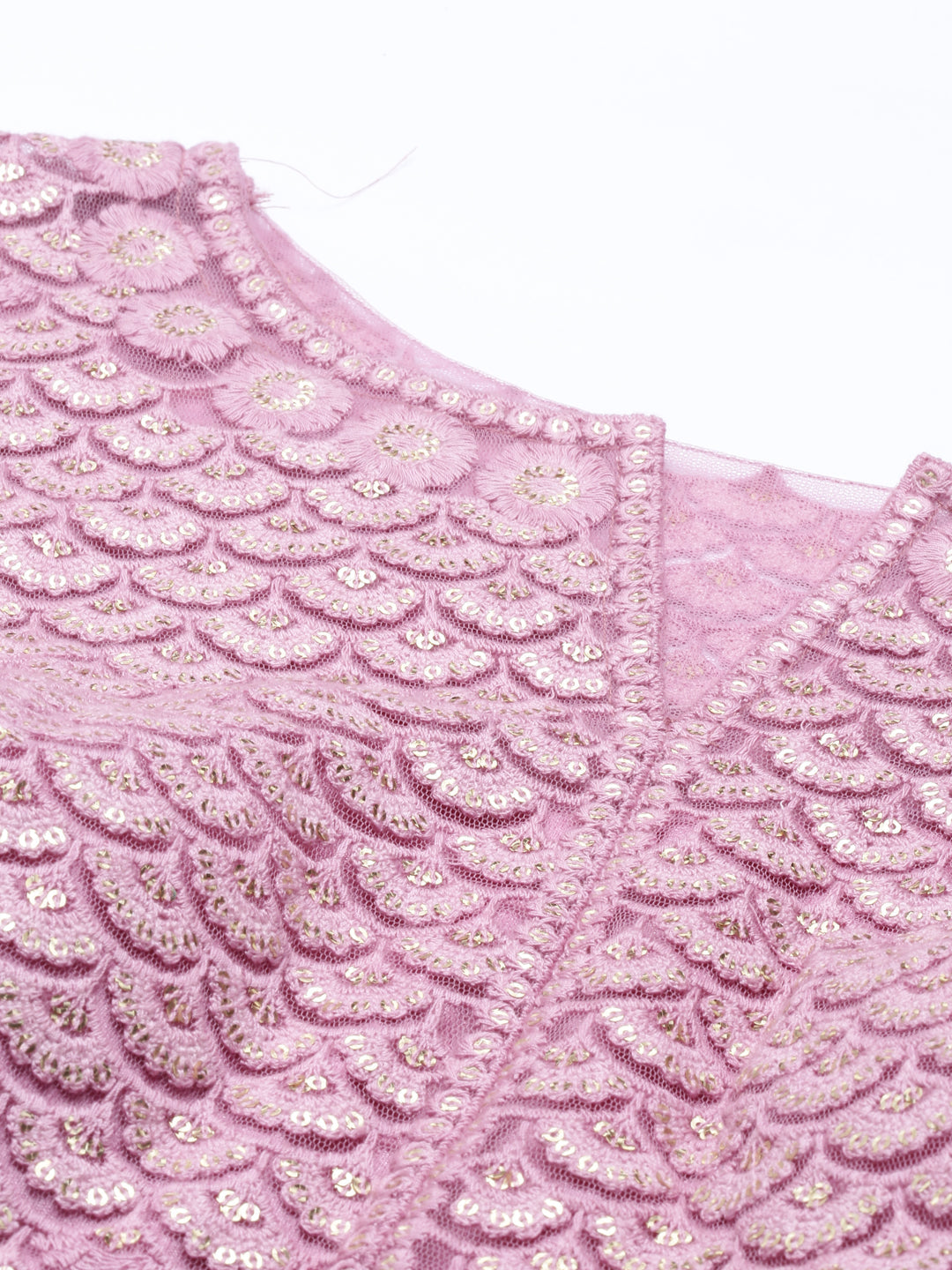 Neerus Pink net embroidered gown - detail view 10