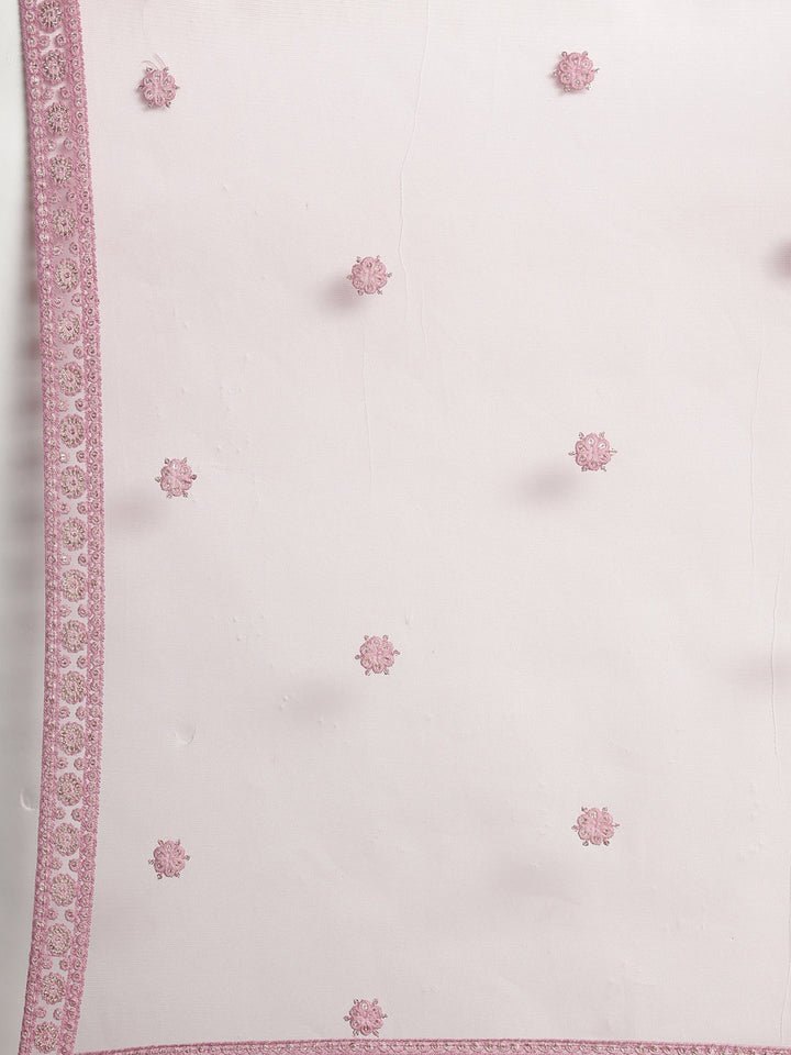 Neerus Pink Color Nett Fabric Gown