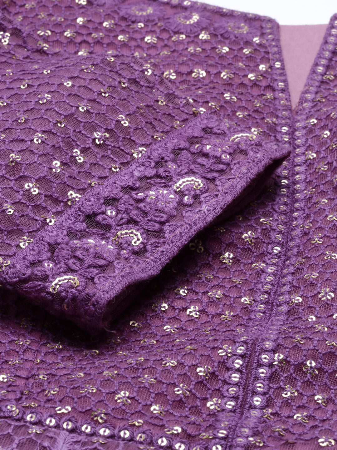 Neerus Purple net embroidered gown - detail view 21