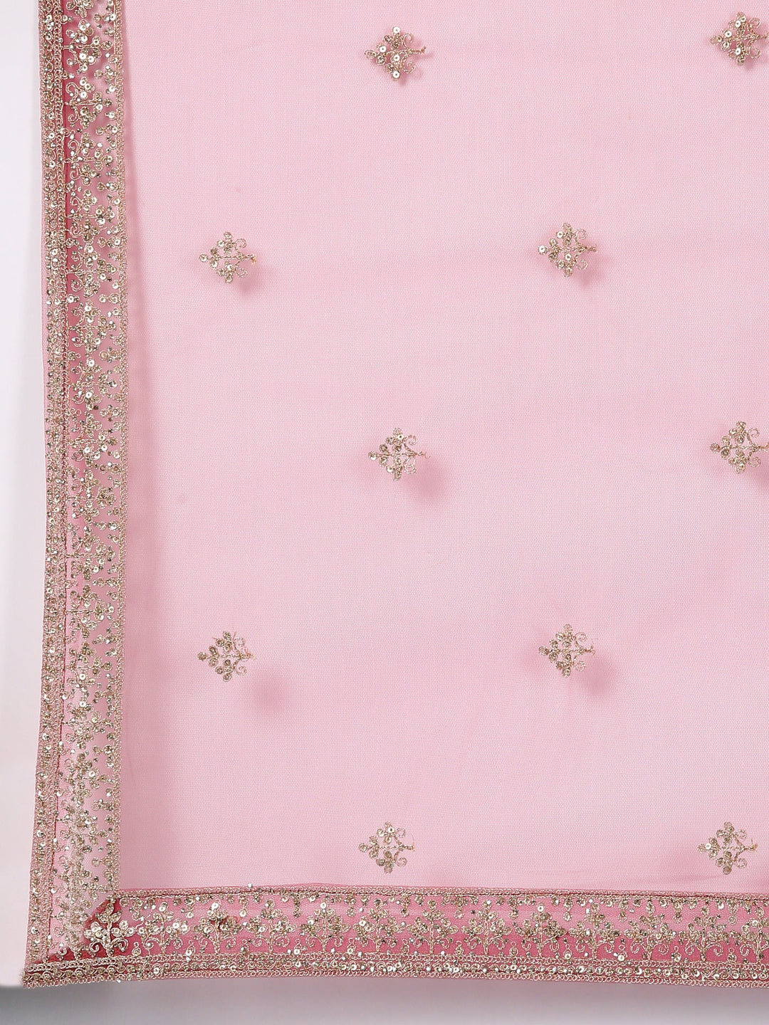 Neerus Pink net hand embroidered lehenga set - detail view 4