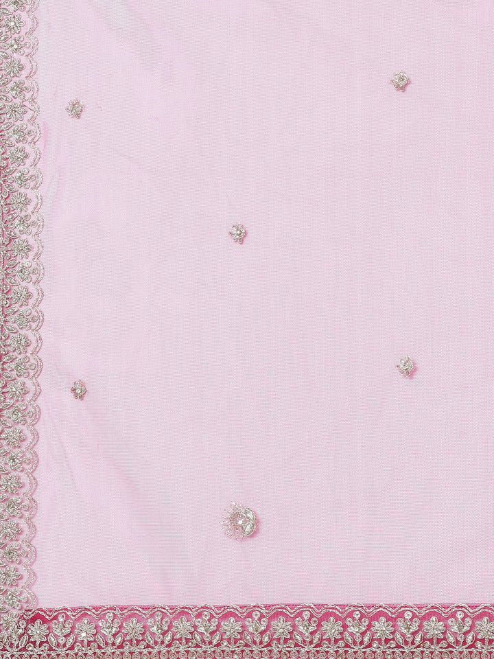 Neerus Pink Banarasi embroidered lehenga set - detail view 5