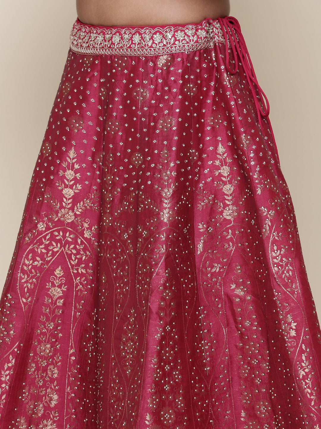 Neerus Pink Banarasi embroidered lehenga set - detail view 4