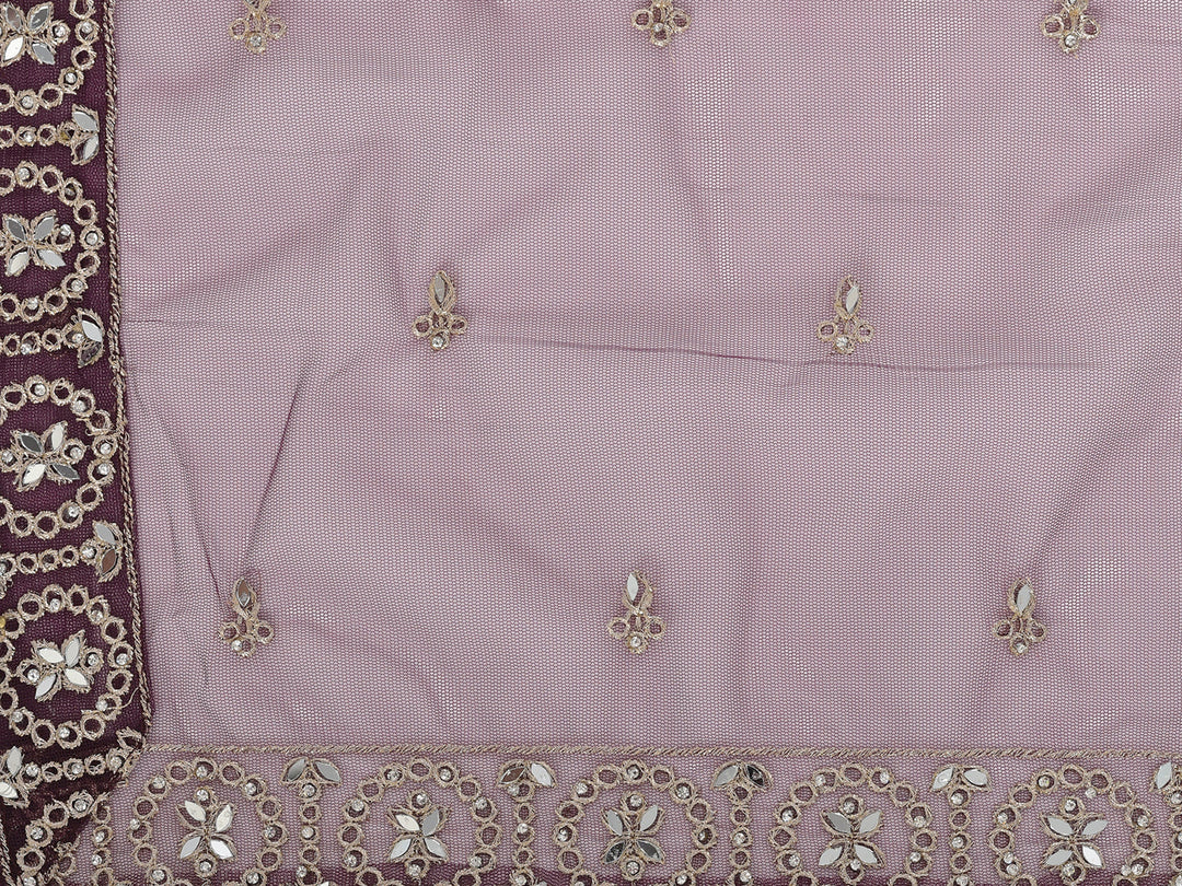 Neerus Maroon net embellished lehenga choli - detail view 3