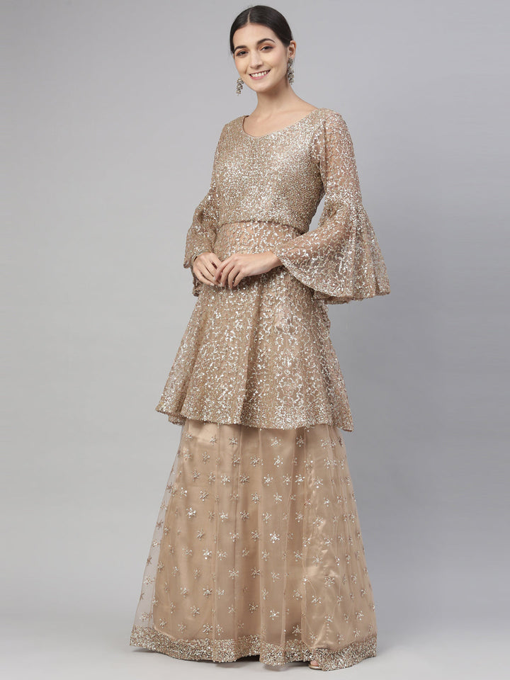 Neerus Gold net embellished lehenga set - detail view 15