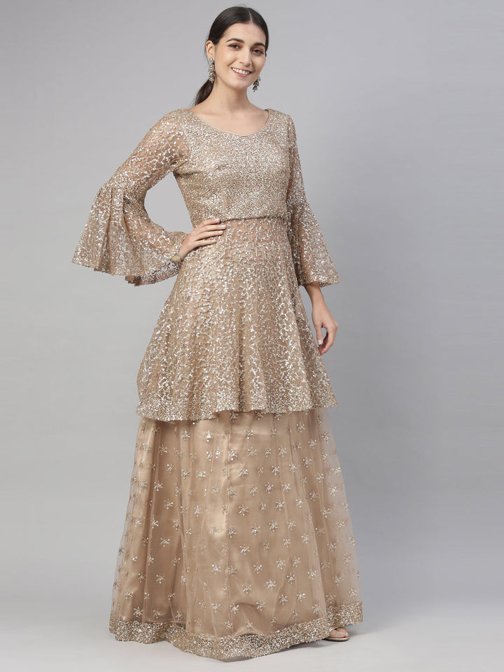 Neerus Gold net embellished lehenga set - detail view 16