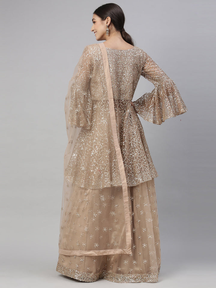 Neerus Gold net embellished lehenga set - detail view 6