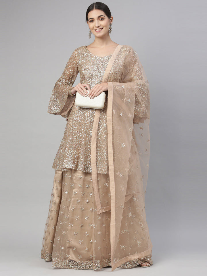Neerus Gold net embellished lehenga set - detail view 18