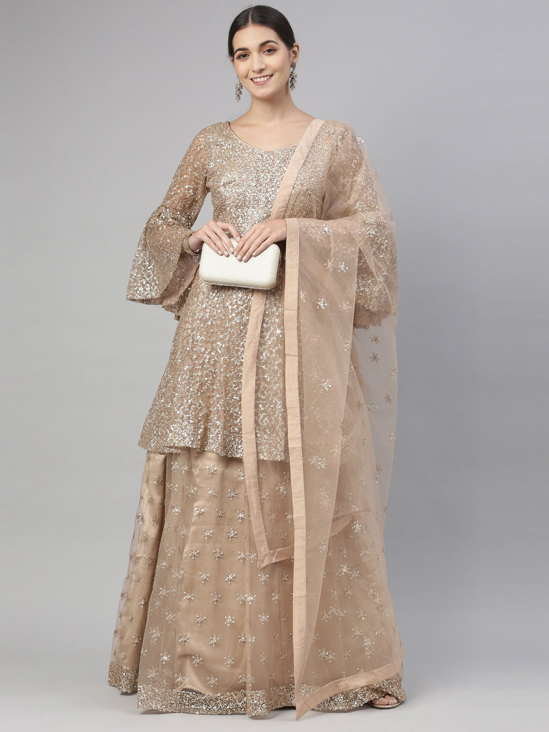 Neerus Gold net embellished lehenga set - detail view 7