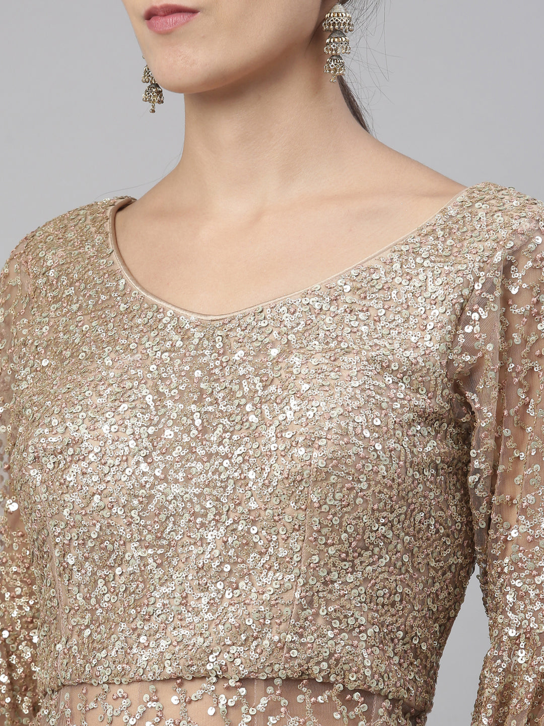 Neerus Gold net embellished lehenga set - detail view 19