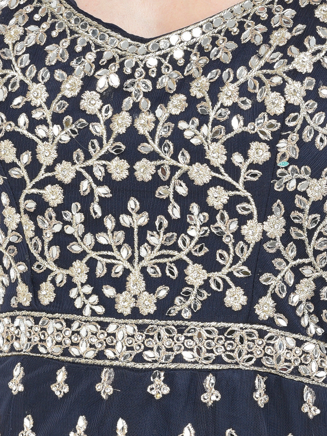 Neerus Blue net embroidered gown - detail view 1