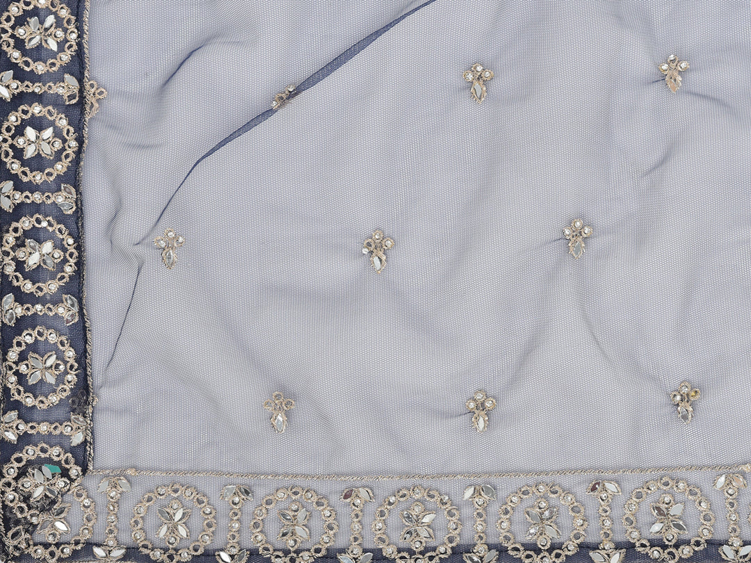 Neerus Blue net embroidered gown - detail view 2