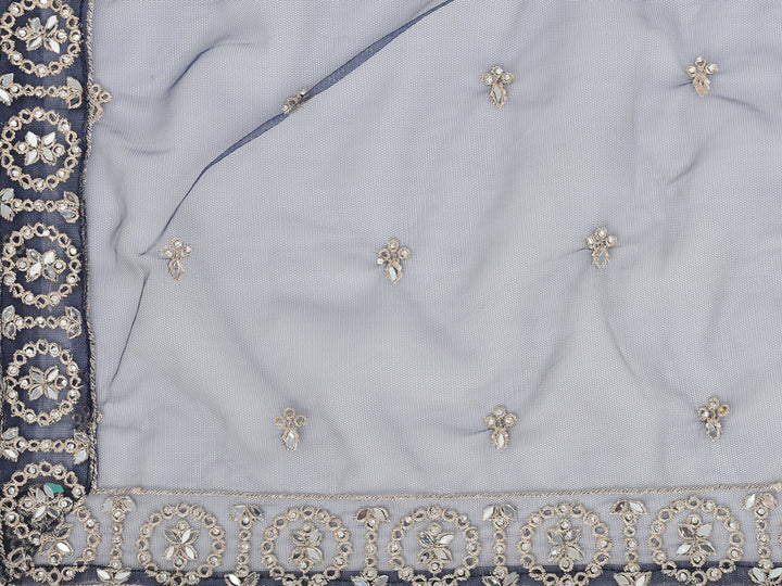 Neerus Blue net embroidered gown - detail view 2