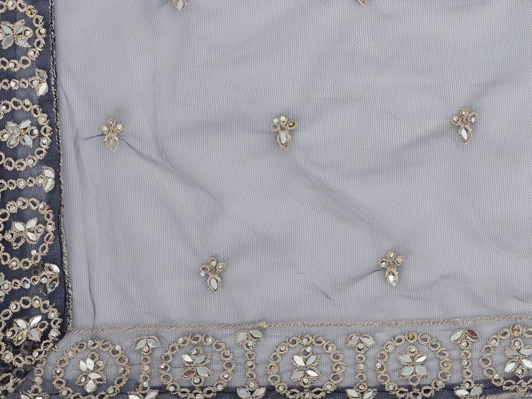 Neerus Blue net embellished lehenga choli set - detail view 3