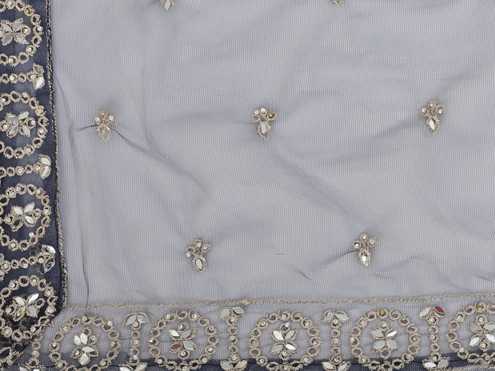 Neerus Blue net embellished lehenga choli set - detail view 3