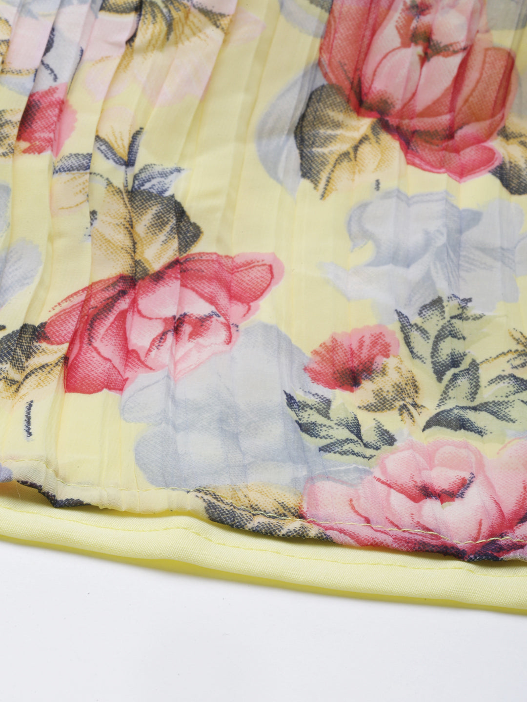 Neerus Yellow georgette straight kurta - detail view 4