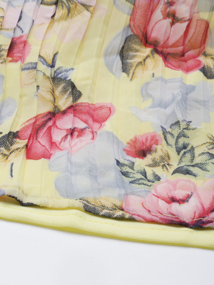 Neerus Yellow georgette straight kurta - detail view 4
