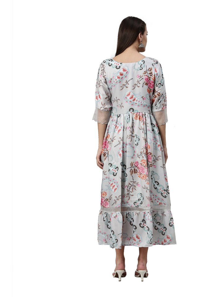 Neerus Grey satin solid kurti - detail view 2