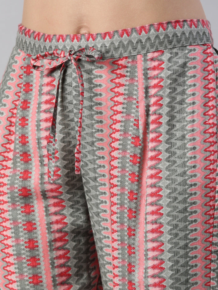Neerus Pink viscose rayon embroidered kurta set - detail view 3