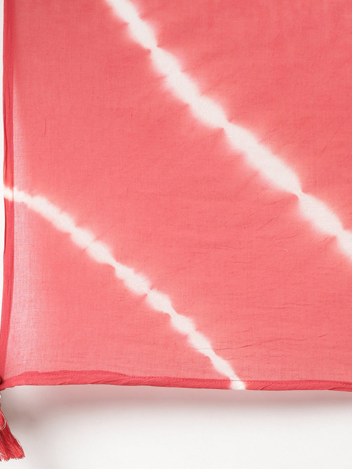 Neerus Women Red Printed Calf Length Kurta And Palazzos With Dupatta