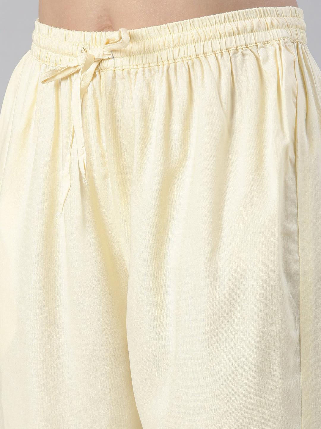 Neerus Yellow Rayon Printed Kurta Set with Trouser and Dupatta - detail view 3
